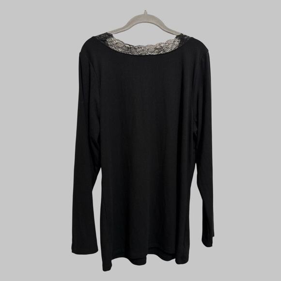 Torrid Lace Trim Ribbed Coquette Y2K Streetwear Gothic V Neck Long Sleeve Top 2X - Picture 2 of 11